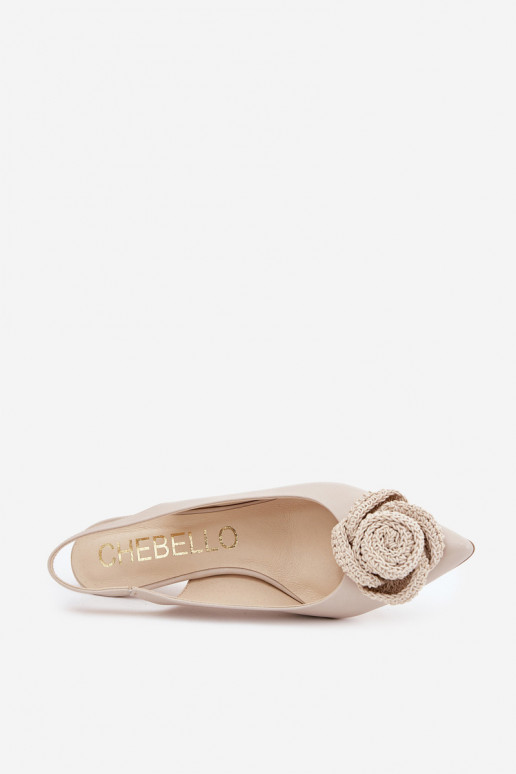 Kožené Elegantný štýl Topánky s tenkými podpätkami CheBello 4666 béžová Kožené Elegantný štýl Topánky s tenkými podpätkami CheBello 4666 béžová