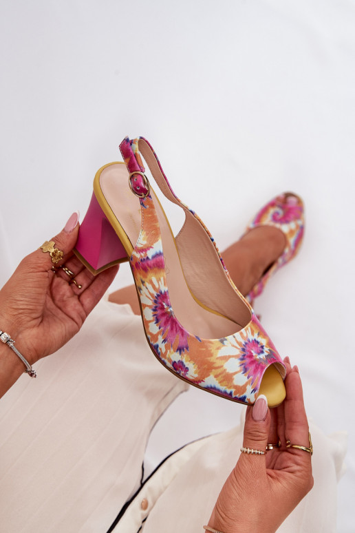 Kožené Vzorované Dámske sandále na vysokom opätku D&A CR51-006 Rôzne farby