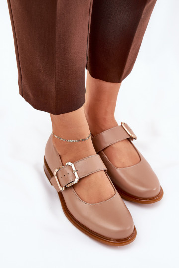 Kožené topánky Dámske s prackami Laura Messi 2980 béžová