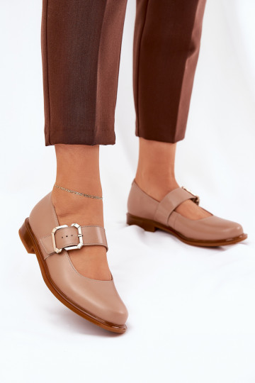 Kožené topánky Dámske s prackami Laura Messi 2980 béžová 2