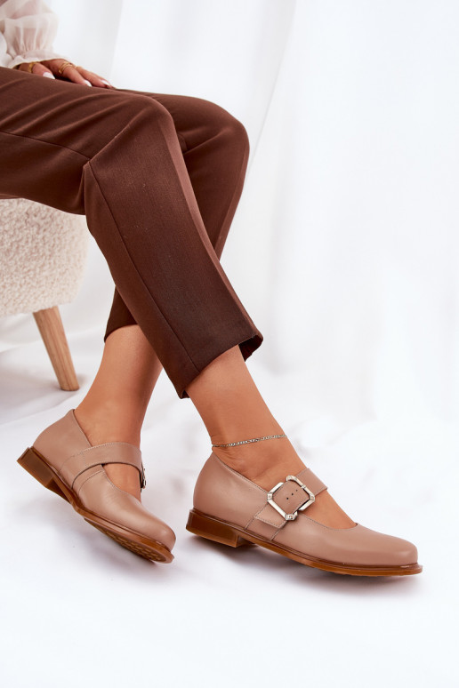 Kožené topánky Dámske s prackami Laura Messi 2980 béžová Kožené topánky Dámske s prackami Laura Messi 2980 béžová