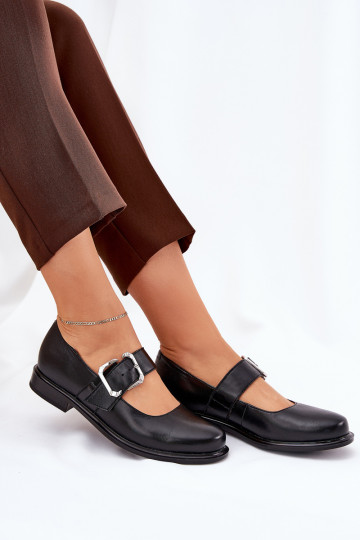 Kožené topánky Dámske s prackami Laura Messi 2980 čierna