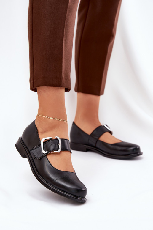 Kožené topánky Dámske s prackami Laura Messi 2980 čierna