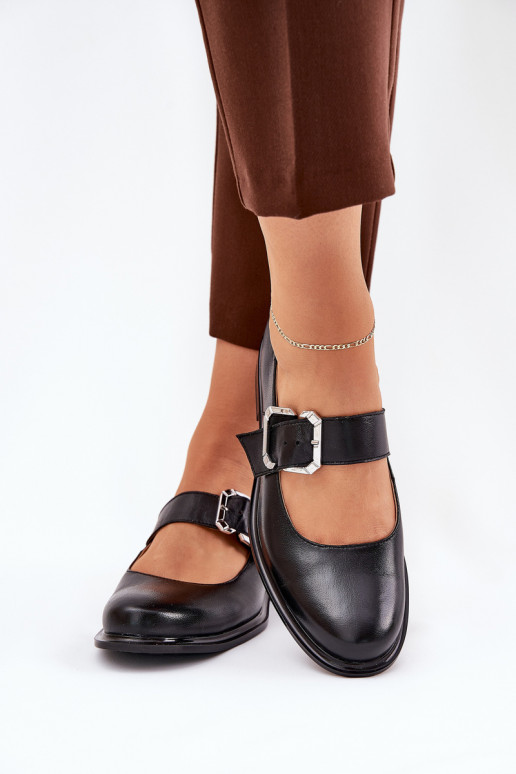 Kožené topánky Dámske s prackami Laura Messi 2980 čierna