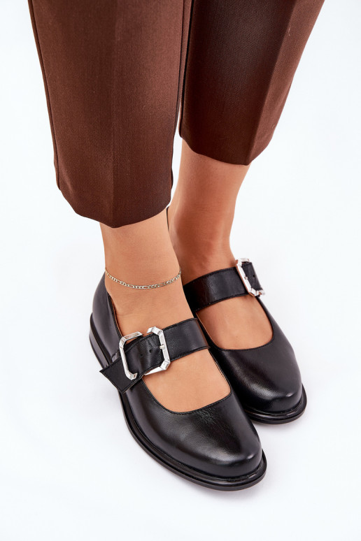 Kožené topánky Dámske s prackami Laura Messi 2980 čierna