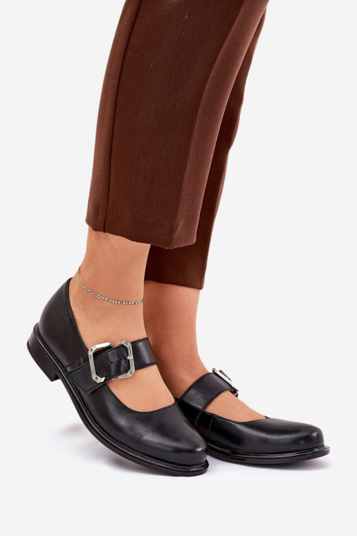 Kožené topánky Dámske s prackami Laura Messi 2980 čierna