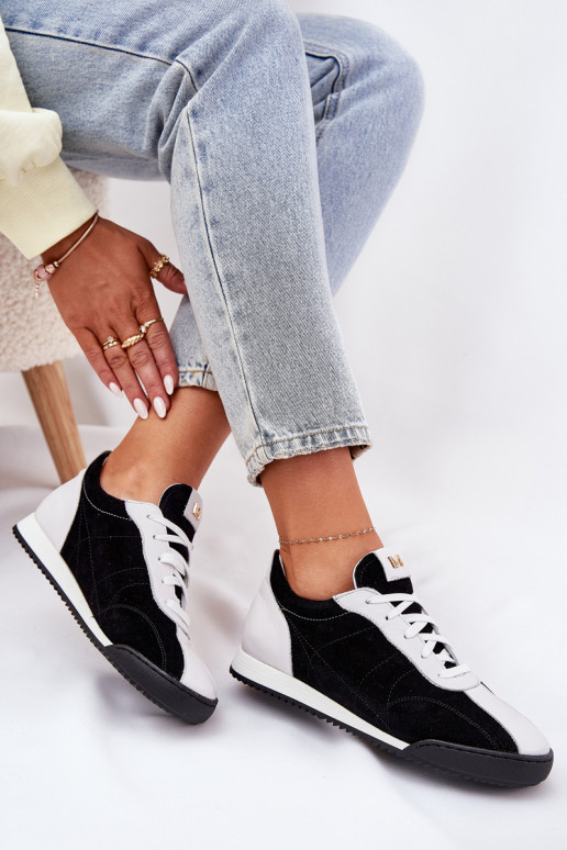 Kožené tenisky Dámske Laura Messi 2935 čierna Kožené tenisky Dámske Laura Messi 2935 čierna