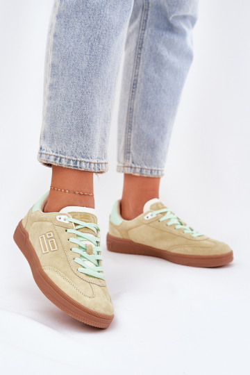 Semišové dámske športové topánky "Sneakers" D.Franklin DFSH387005 limetkovej farby 2