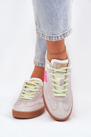 Semišové dámske športové topánky "Sneakers" D.Franklin DFSH387005 svetlo bielej farby 2