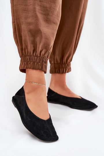 Semišové balerínky Dámske Big Star RR274080 čierna