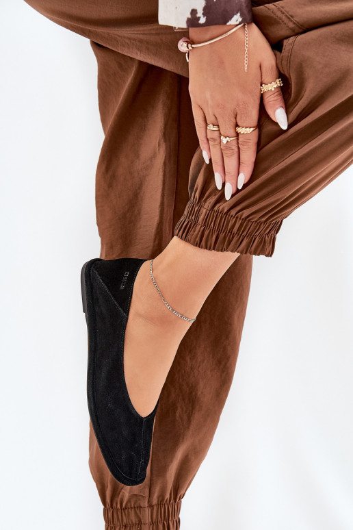 Semišové balerínky Dámske Big Star RR274080 čierna