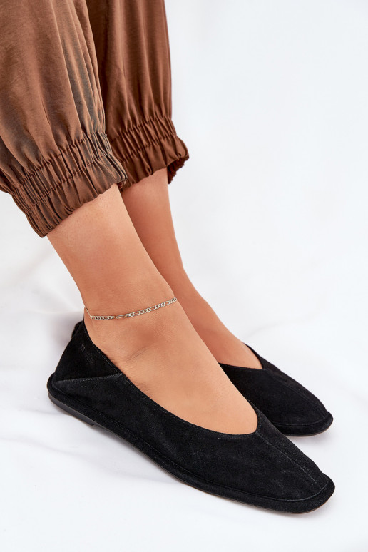 Semišové balerínky Dámske Big Star RR274080 čierna