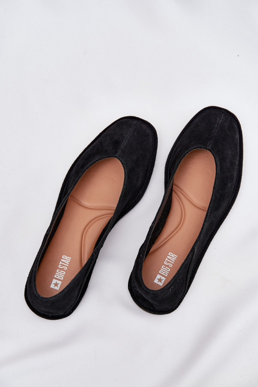 Semišové balerínky Dámske Big Star RR274080 čierna