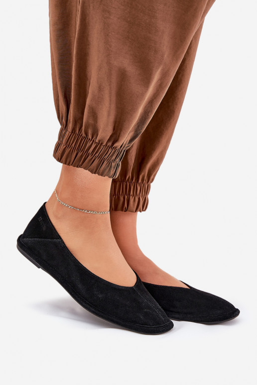 Semišové balerínky Dámske Big Star RR274080 čierna