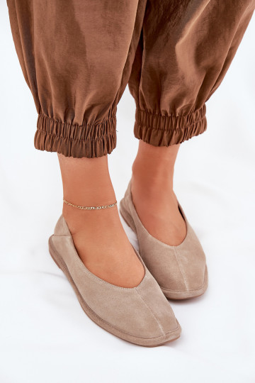 Semišové balerínky Dámske Big Star RR274082 béžová