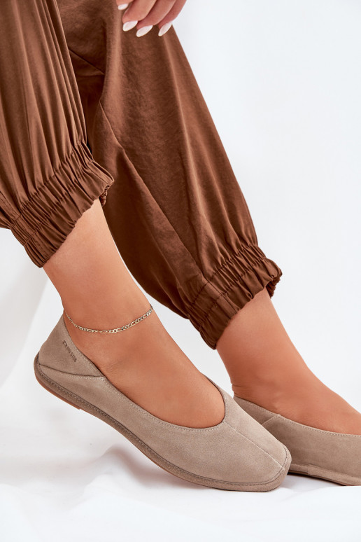 Semišové balerínky Dámske Big Star RR274082 béžová Semišové balerínky Dámske Big Star RR274082 béžová
