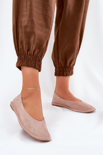 Semišové balerínky Dámske Big Star RR274081 Ružová