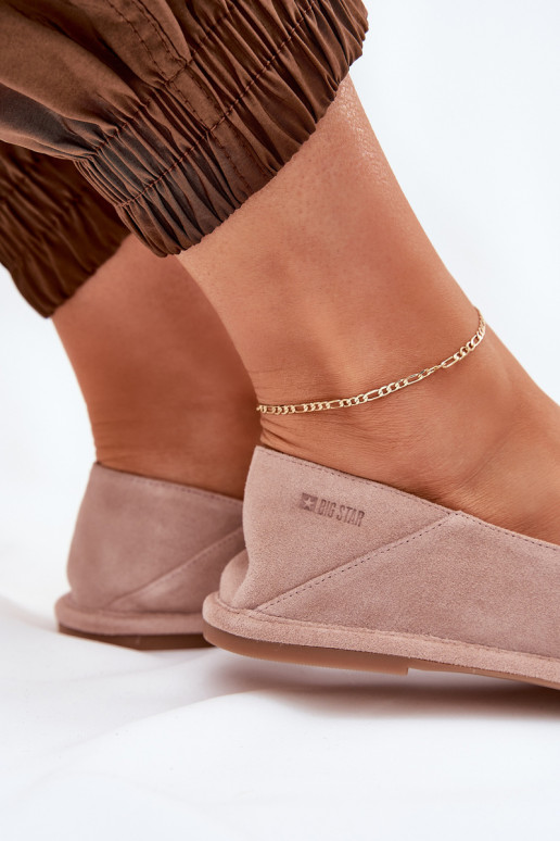 Semišové balerínky Dámske Big Star RR274081 Ružová