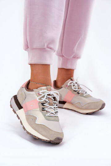 Mäkké sneakersy dámske Big Star RR274243 HI-POLY SYSTEM šedooranžovej farby