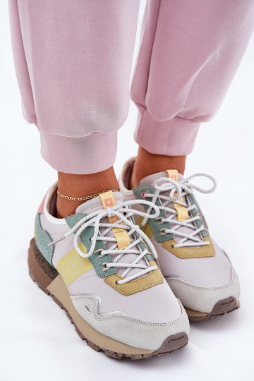 Mäkké sneakersy dámske Big Star RR274244 HI-POLY SYSTEM šedozlatej farby