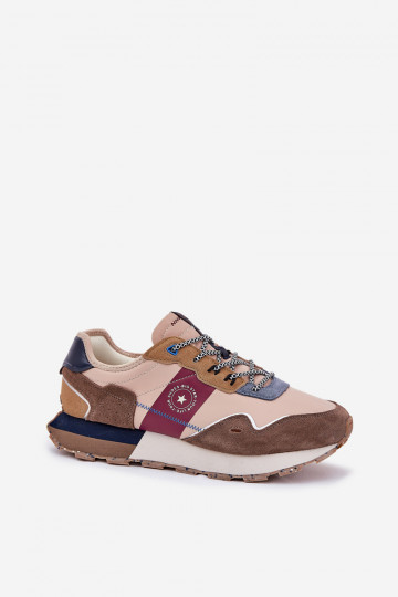 Mäkké sneakersy pánske s platformou Big Star RR174475 Hi-Poly System pieskovej farby