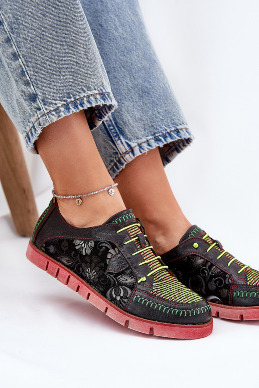 Kožené topánky Dámske Vzorované Máciejka 06784-20 čierna Kožené topánky Dámske Vzorované Máciejka 06784-20 čierna