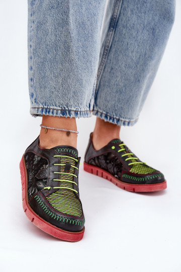 Kožené topánky Dámske Vzorované Máciejka 06784-20 čierna 2