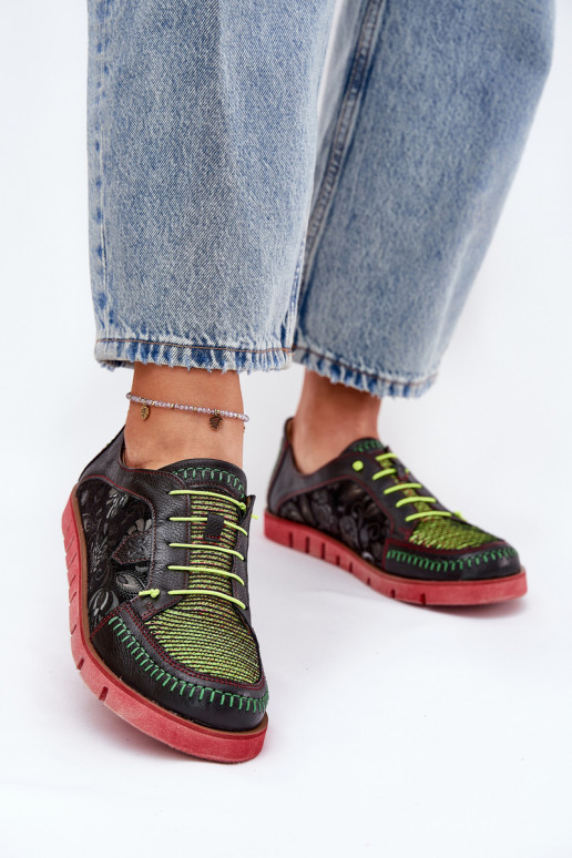 Kožené topánky Dámske Vzorované Máciejka 06784-20 čierna Kožené topánky Dámske Vzorované Máciejka 06784-20 čierna