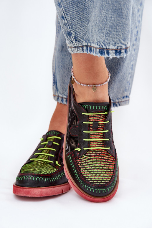 Kožené topánky Dámske Vzorované Máciejka 06784-20 čierna Kožené topánky Dámske Vzorované Máciejka 06784-20 čierna