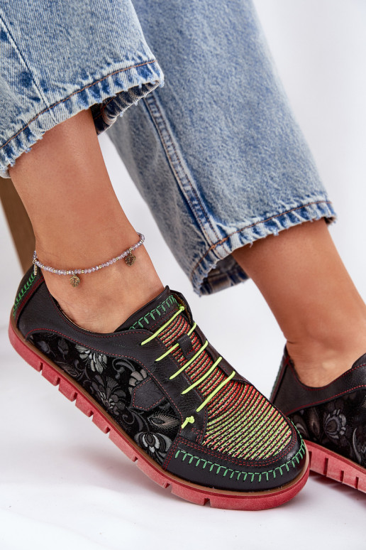 Kožené topánky Dámske Vzorované Máciejka 06784-20 čierna Kožené topánky Dámske Vzorované Máciejka 06784-20 čierna