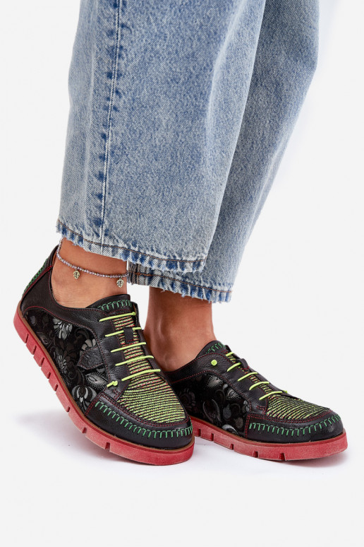 Kožené topánky Dámske Vzorované Máciejka 06784-20 čierna Kožené topánky Dámske Vzorované Máciejka 06784-20 čierna