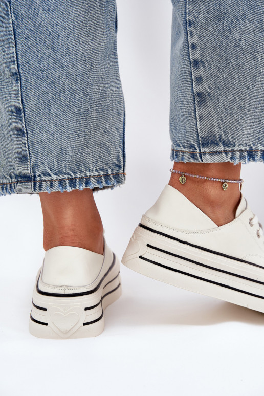 Kožené Bežná obuv s platformou GOE RR2N4106 biela farba Kožené Bežná obuv s platformou GOE RR2N4106 biela farba