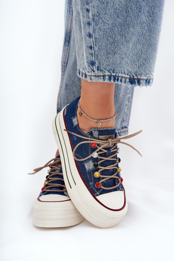 Bežná obuv s platformou GOE RR2N4103 tmavomodrá