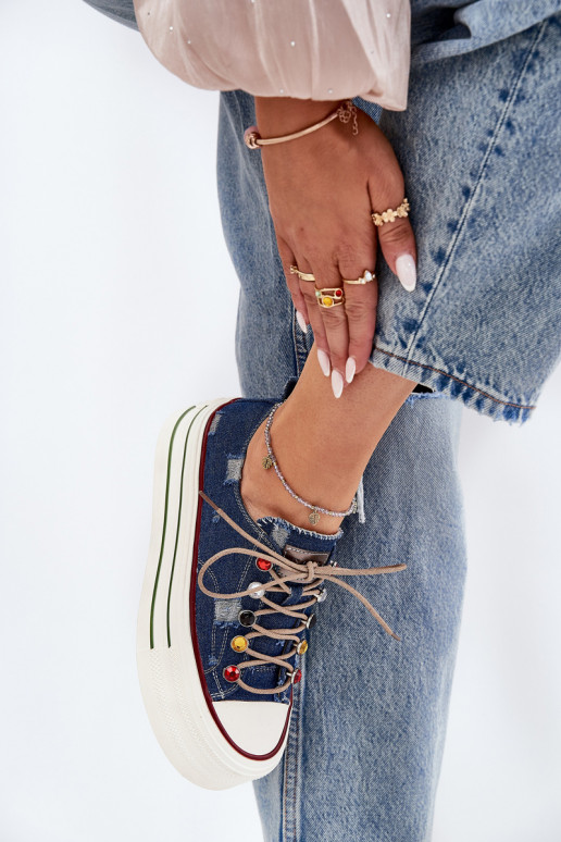 Bežná obuv s platformou GOE RR2N4103 tmavomodrá