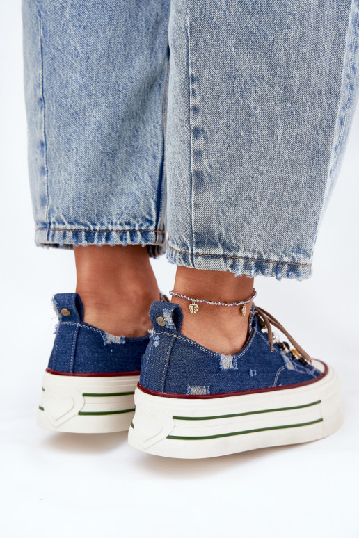 Bežná obuv s platformou GOE RR2N4103 tmavomodrá