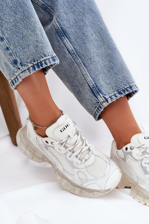 Kožené Tenisky model obuvi Dámske GOE RR2N4083 béžová Kožené Tenisky model obuvi Dámske GOE RR2N4083 béžová