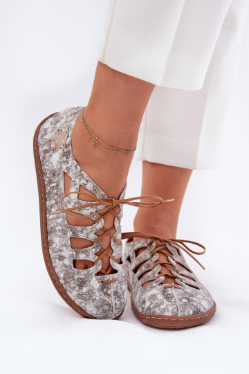 Balerínky S výrezmi Máciejka 06835-25/00-1 zlatej farby