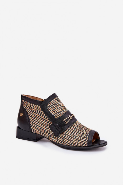 Kožené Dámske čižmyOdkrytymi Palcami Máciejka 06934-39/00-1 Čierna a-béžová Kožené Dámske čižmyOdkrytymi Palcami Máciejka 06934-39/00-1 Čierna a-béžová