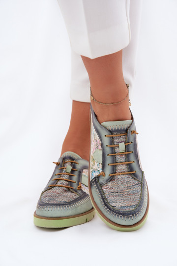 Kožené topánky Dámske Vzorované Máciejka 06784-09 zelená farba
