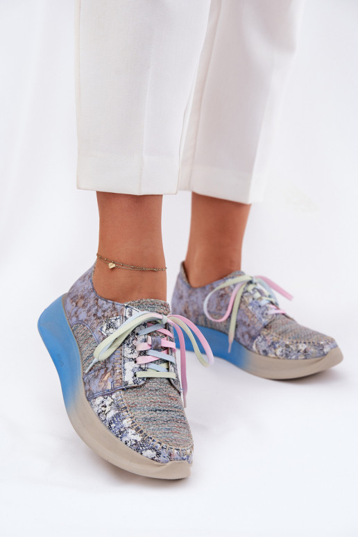 Kožené topánky Tenisky model obuvi Dámske s platformou Máciejka 06776A-06 Modrá Kožené topánky Tenisky model obuvi Dámske s platformou Máciejka 06776A-06 Modrá