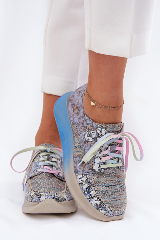 Kožené topánky Tenisky model obuvi Dámske s platformou Máciejka 06776A-06 Modrá Kožené topánky Tenisky model obuvi Dámske s platformou Máciejka 06776A-06 Modrá