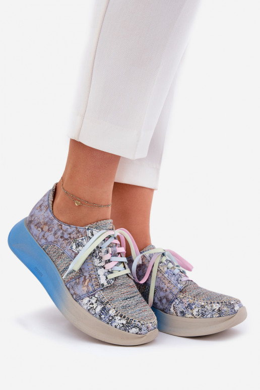 Kožené topánky Tenisky model obuvi Dámske s platformou Máciejka 06776A-06 Modrá Kožené topánky Tenisky model obuvi Dámske s platformou Máciejka 06776A-06 Modrá