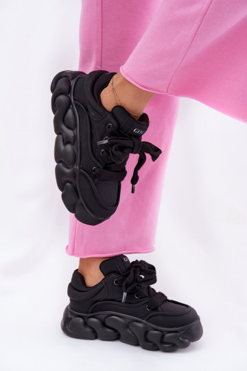 Kožené Tenisky model obuvi Dámske s platformou GOE RR2N4044 čierna