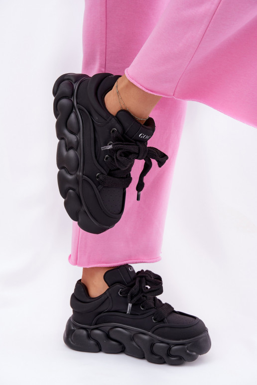 Kožené Tenisky model obuvi Dámske s platformou GOE RR2N4044 čierna Kožené Tenisky model obuvi Dámske s platformou GOE RR2N4044 čierna