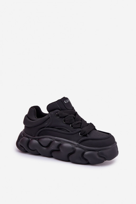 Kožené Tenisky model obuvi Dámske s platformou GOE RR2N4044 čierna Kožené Tenisky model obuvi Dámske s platformou GOE RR2N4044 čierna