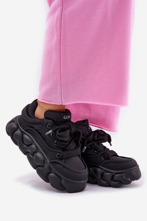 Kožené Tenisky model obuvi Dámske s platformou GOE RR2N4044 čierna Kožené Tenisky model obuvi Dámske s platformou GOE RR2N4044 čierna