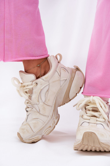 Kožené Tenisky model obuvi Dámske GOE RR2N4037 béžová 2