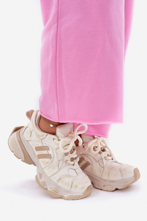 Kožené Tenisky model obuvi Dámske GOE RR2N4037 béžová Kožené Tenisky model obuvi Dámske GOE RR2N4037 béžová