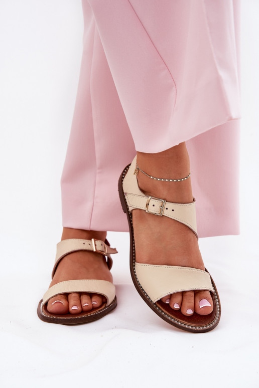 Kožené Sandále pre ženy Zazoo 3014 béžová Kožené Sandále pre ženy Zazoo 3014 béžová