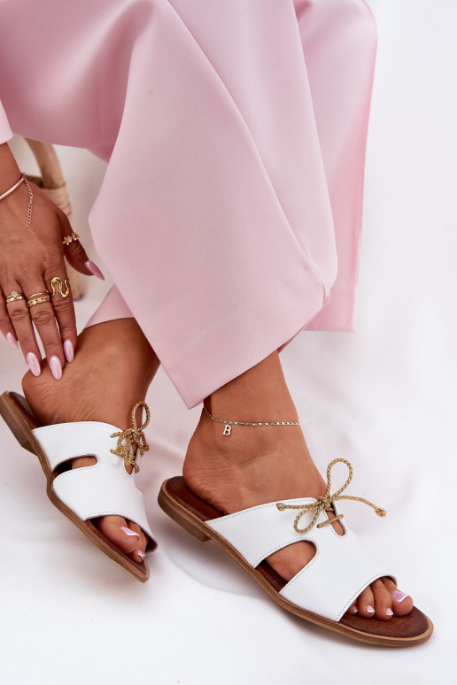 Kožené papuče Dámske so širokými podpätkami Zazoo 3022 biela farba Kožené papuče Dámske so širokými podpätkami Zazoo 3022 biela farba